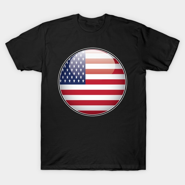 United States of America National Flag Glossy Button T-Shirt by IslandConcepts